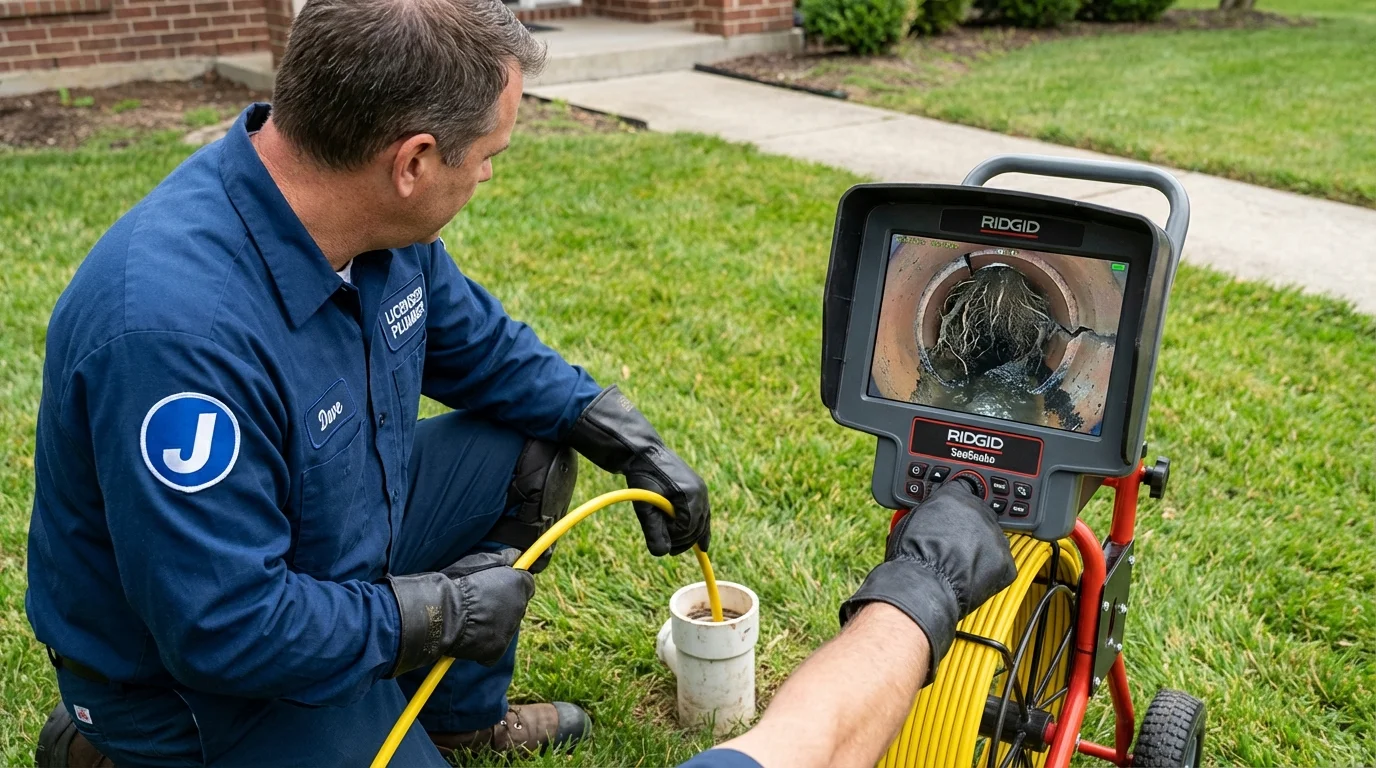 Sewer camera inspection being performed by Johns Plumbing LLC in Horace